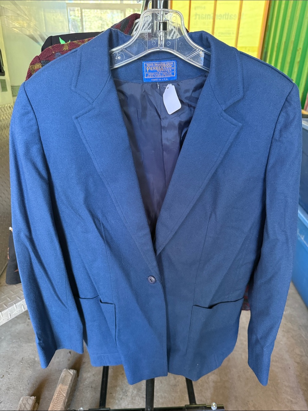 Vintage Pendleton Navy Blue Wool Blazer Jacket